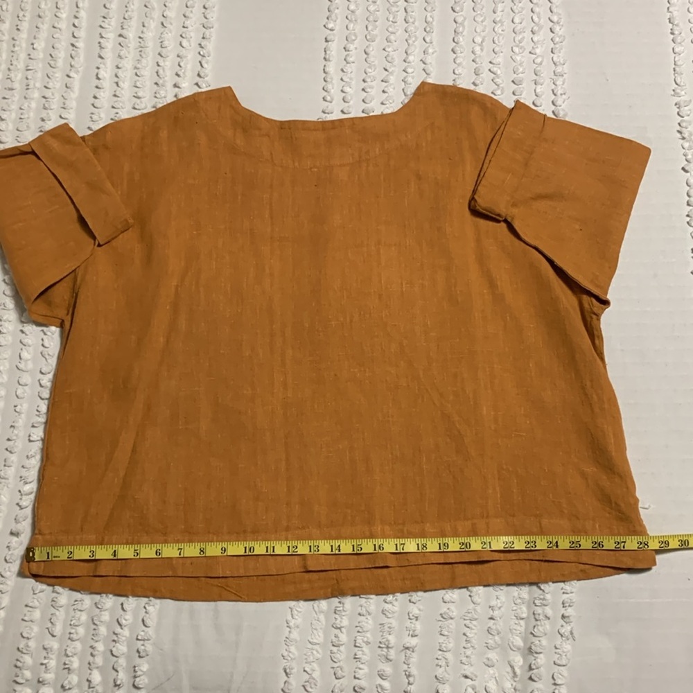 bryn Walker Women’s Pullover Boxy Oversized Flax Linen Terracotta Top Medium - Picture 15 of 15